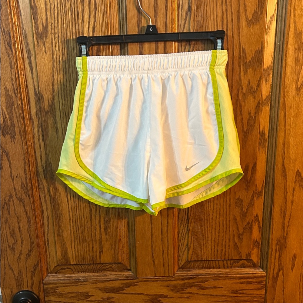 Nike Women's Athletic Shorts in White and Neon Yellow